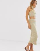Asos Design Two-piece Rib Knit Midi Skirt - Stone