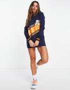 Unique21 College Sweatshirt Dress In Navy-multi