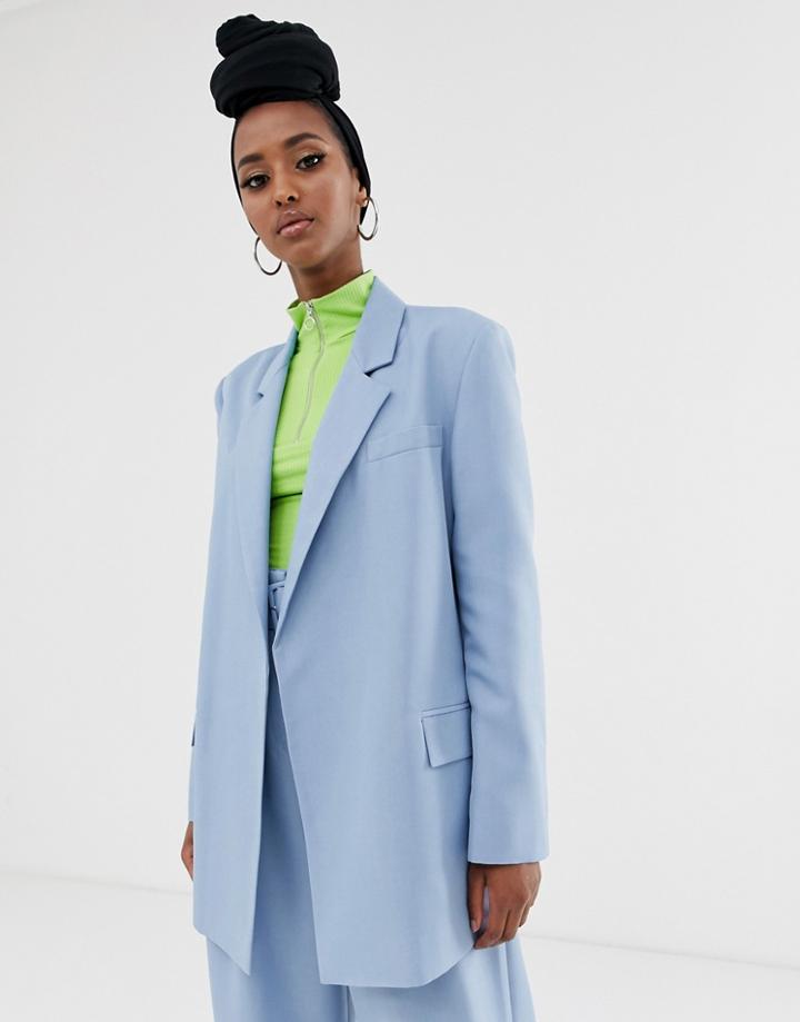 Asos Design Oversized Suit Blazer In Powder Blue - Blue