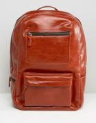 Royal Republiq Leather Track Backpack In Brown - Brown