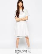 Le Kilt For Asos Double Layer Dress With Textured Check - White