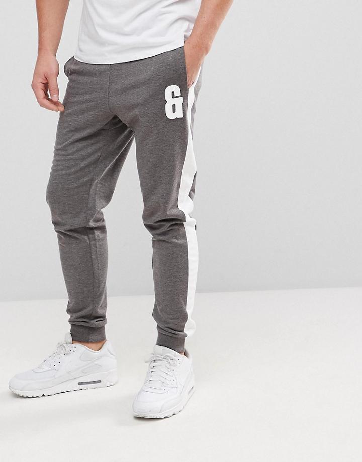 Only & Sons Jogger With Logo And Contrast Stripe - Gray