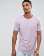 Troy Long Lined Curved T-shirt - Purple