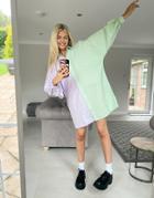 Asos Design Color Block Batwing Mini Shirt Dress-multi