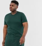 Asos Design Plus Super Longline T-shirt With Crew Neck In Green - Green