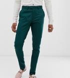 Asos Design Tall Skinny Pants In Green Cotton