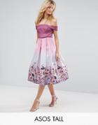 Asos Tall Salon Floral Ombre Midi Prom Dress - Pink
