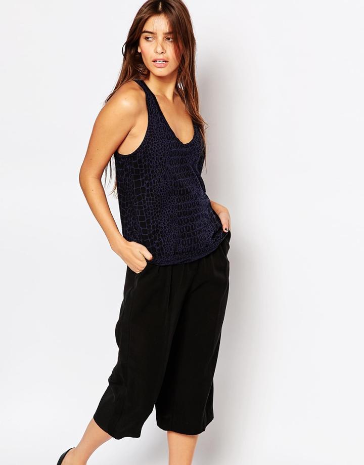 The Furies Lantern Cami Dragon Print Tank - Navy