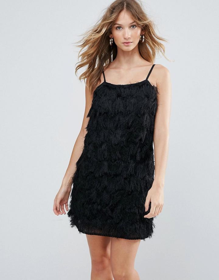 Deby Debo Vegas Fringe Cocktail Dress - Black