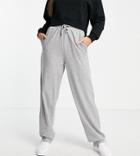 Asos Design Tall Straight Leg Sweatpants With Deep Waistband And Pintuck In Organic Cotton In Gray Heather-grey