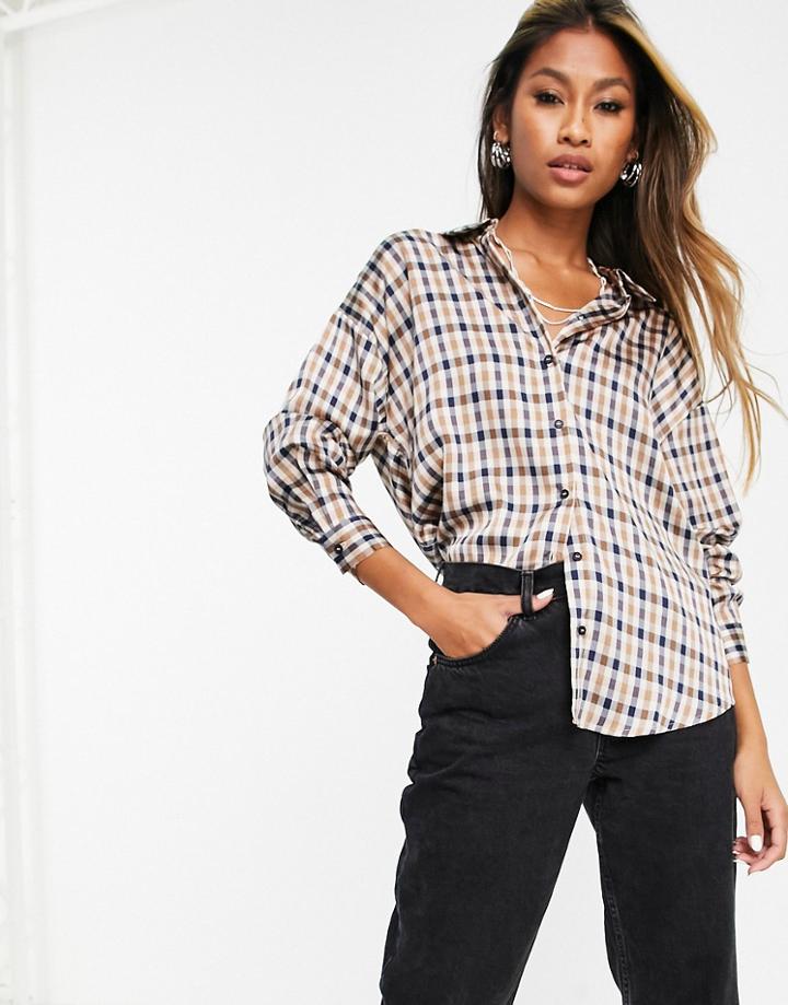Vero Moda Plaid Shirt In Multi-black