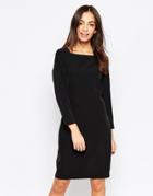 Minimum 3/4 Sleeve Pencil Dress With Square Neck - Black