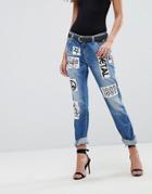 Replay Girlfriend Jean With Gothic Patches - Blue
