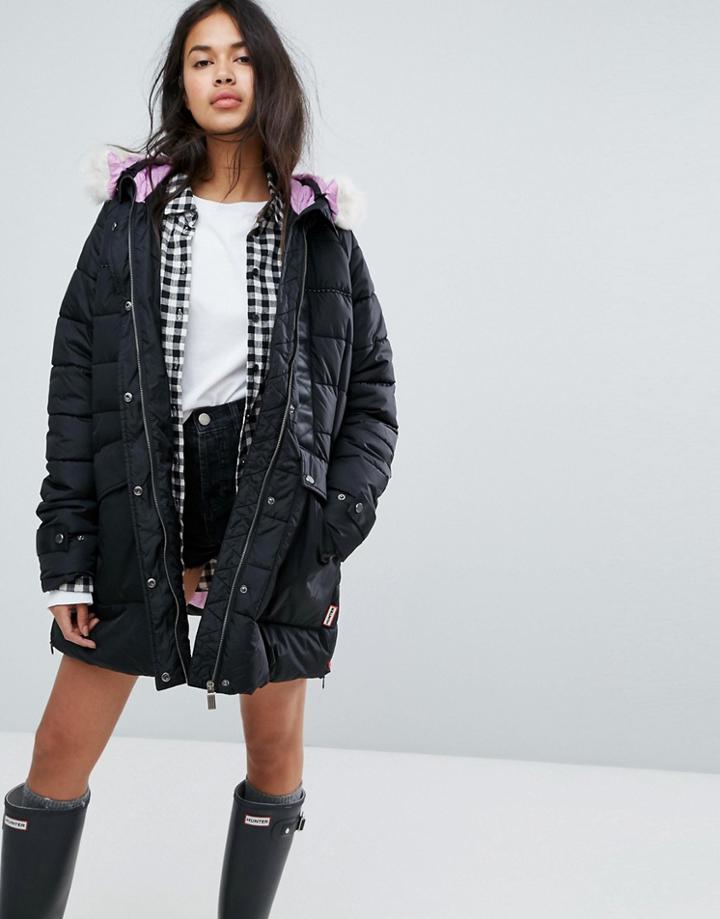 Hunter Original Water Resistant Padded Parka With Contrast Hood