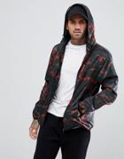 Soul Star Zip Through Printed Nylon Hooded Jacket - Red