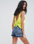 Asos Tank Top With Tie Back Detail - Green