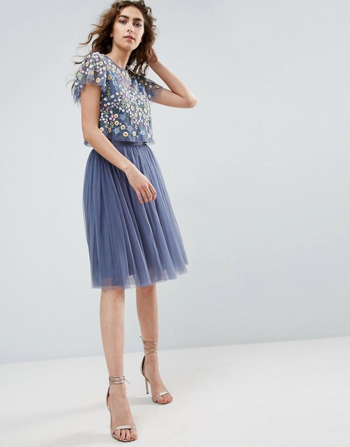 Needle And Thread Tulle Midi Skirt - Blue