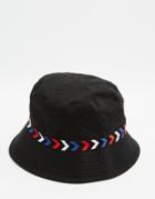 Asos Bucket Hat With Color Block Embroidered Band - Black