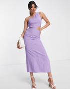 & Other Stories One Shoulder Midi Dress With Cut Out Side In Purple-black