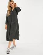 Whistles Tiered Gingham Midi Dress In Green-multi