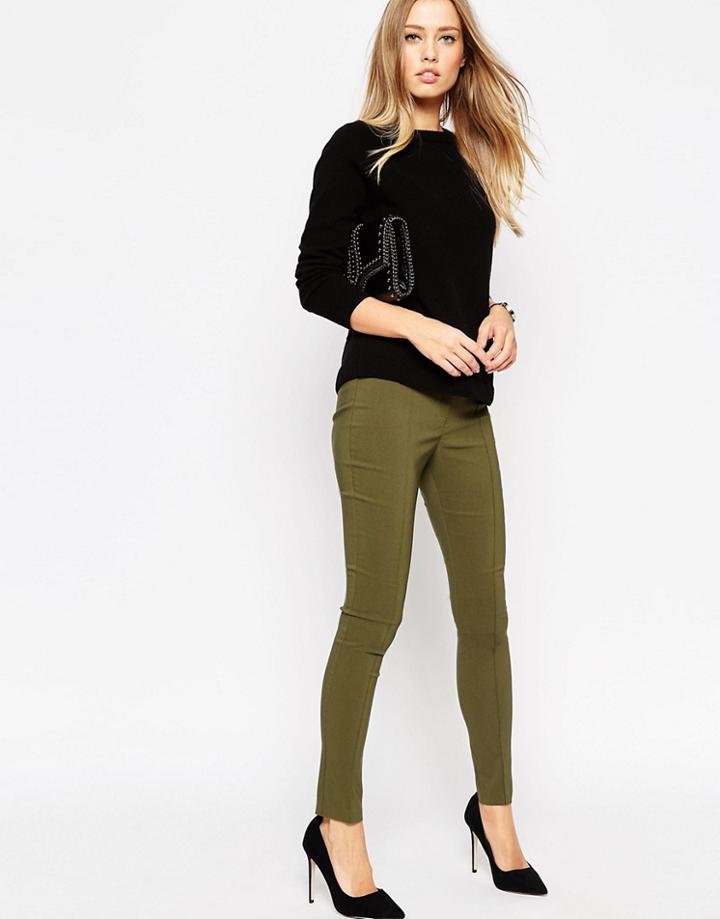 Asos High Waist Pants In Skinny Fit - Green