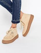 Asos Anyan Creeper Lace Up Boots - Beige