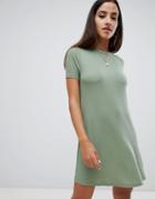 Asos Design Rib T-shirt Dress - Green