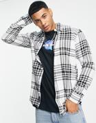 Only & Sons Long Sleeve Check Shirt In White