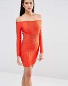 Missguided Bardot Bandage Bodycon Dess - Red