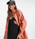 Threadbare Tall Pu Shirt In Rust-brown