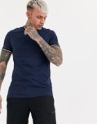 Asos Design T-shirt With Tipping In Navy - Navy