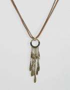 Asos Necklace With Gold Feather - Gold