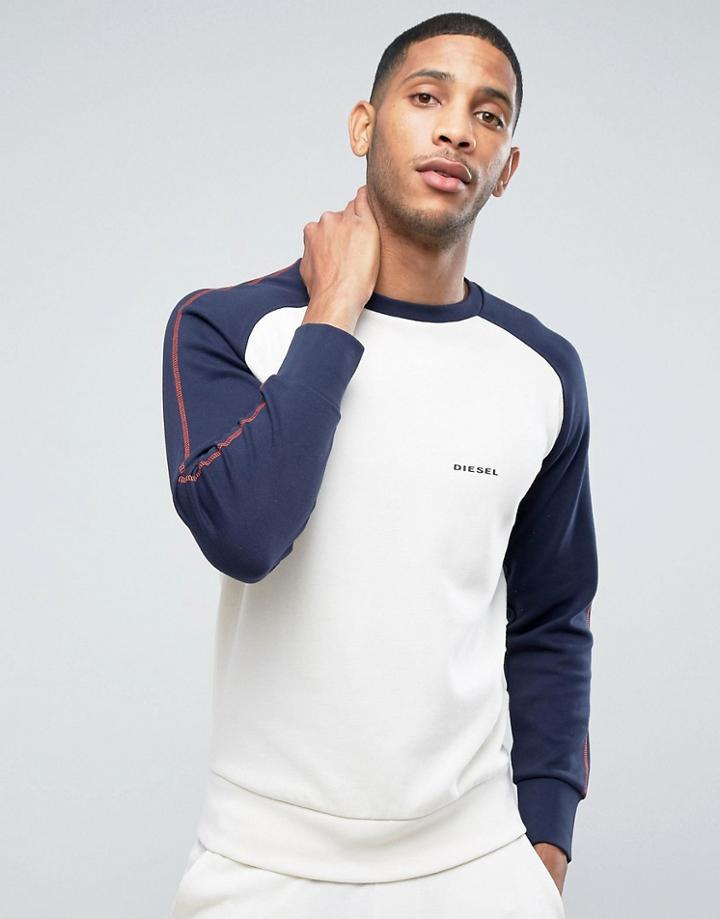 Diesel Sweatshirt With Contrast Sleeves In White - White