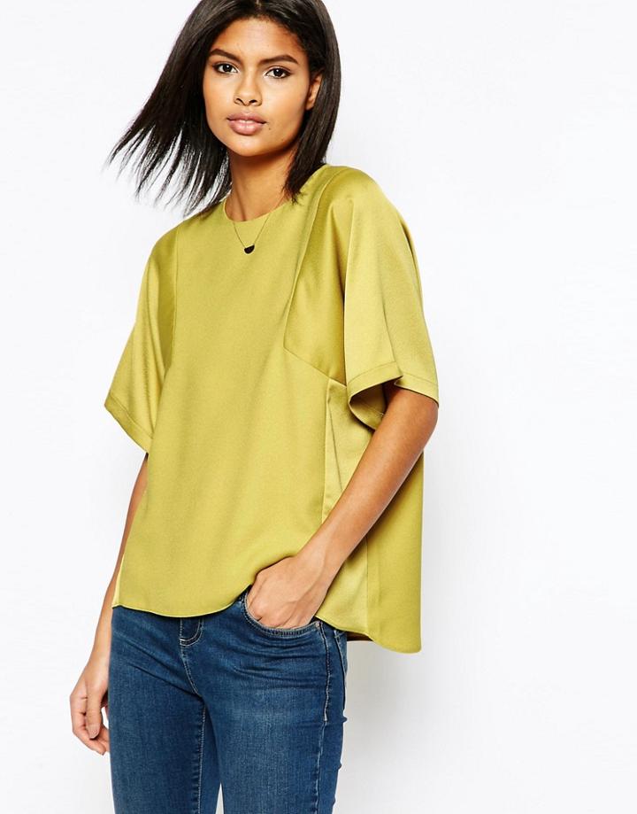 Asos Matte And Shine Insert Tee - Green