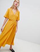 New Look Midi Wrap Dress - Yellow