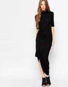 Selected Drape Maxi Dress In Black - Black
