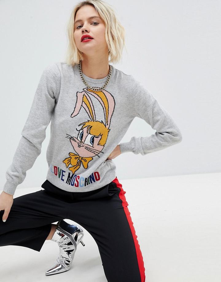 Love Moschino Rabbit Wool Cashmere Blend Sweater - Gray