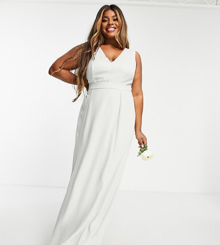 Maya Plus Bridesmaid Open Back With Bow In Sage Green