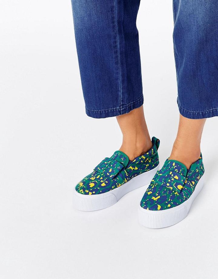 Asos Darcy Flatform Sneakers - Leopard