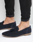 Kg By Kurt Geiger Denton Tassel Loafers In Navy Suede - Blue