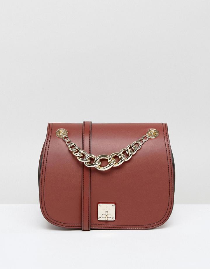 Fiorelli Saddle Bag In Deep Tan With Chain Detail - Tan