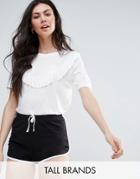 Brave Soul Tall T-shirt With Frill Detail - Cream