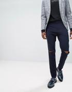 Asos Super Skinny Smart Pants With Knee Splits - Gray
