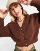 Monki Cotton Cardigan In Brown - Brown