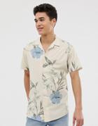 Jack & Jones Premium Short Sleeve Slim Fit Shirt In White Floral Print - White