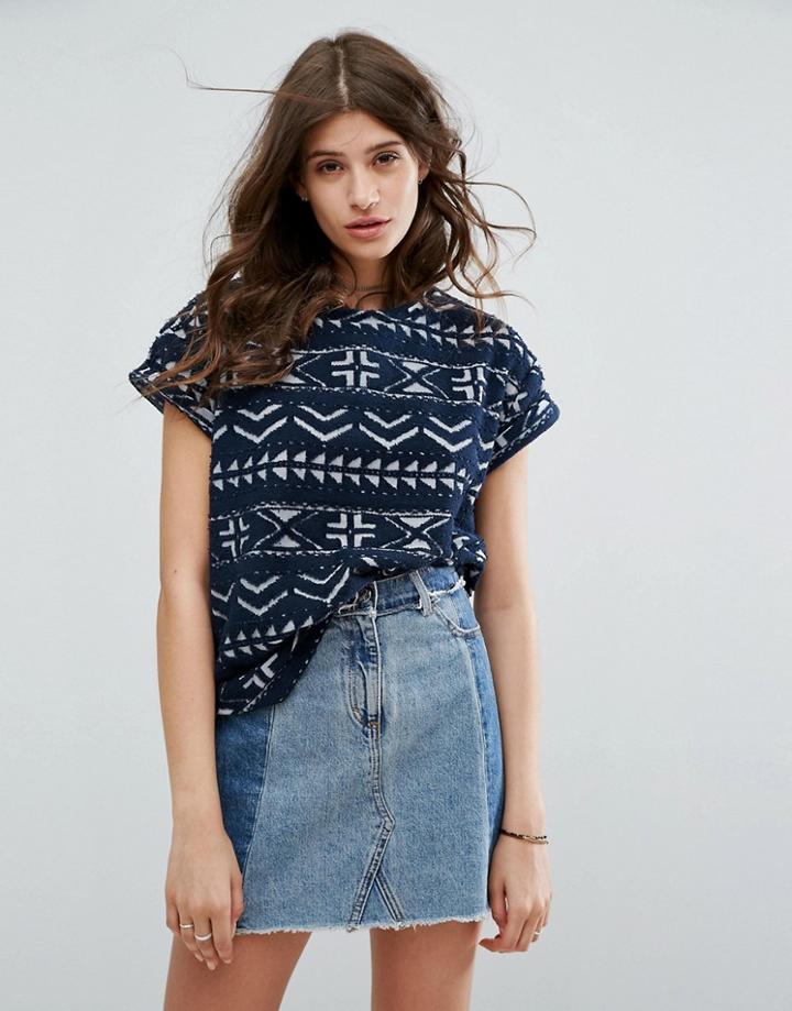 Gandys Geo-tribal Burn-out T-shirt - Navy