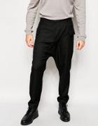 Asos Smart Cropped Pants With Drop Crotch And Side Pockets - Black