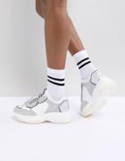 Bronx White & Gray Suede Chunky Sneakers - White