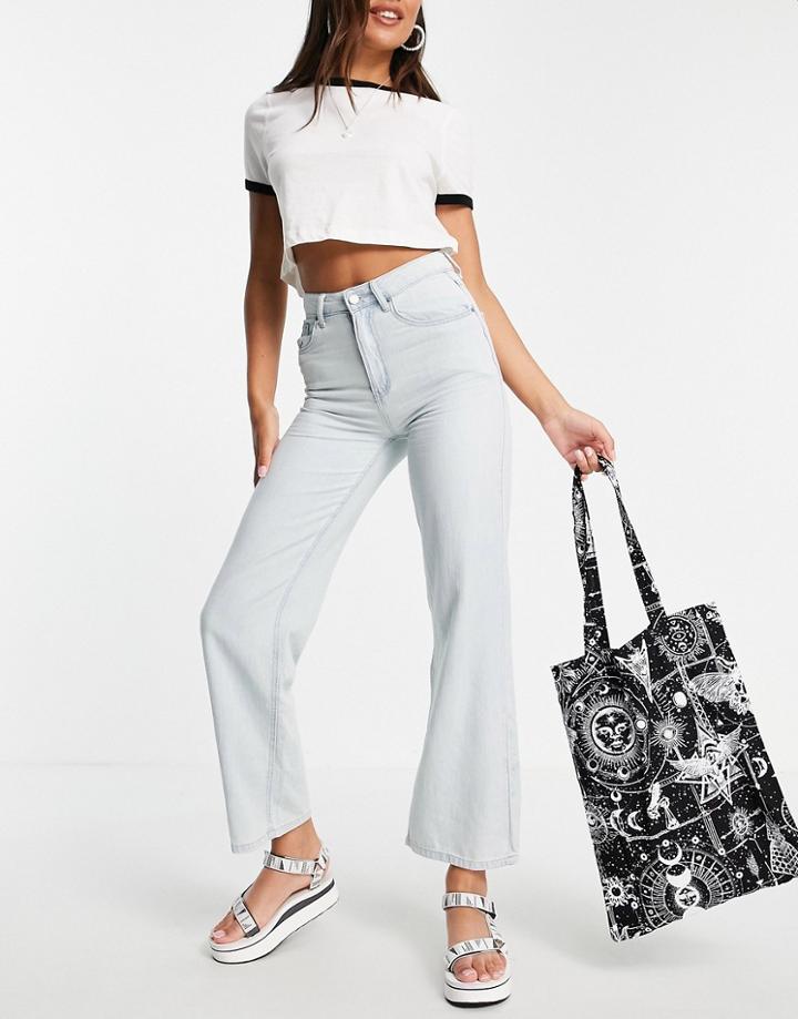 Lost Ink Relaxed Fit Wide Leg Jeans In Light Wash-blues