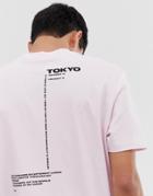 Asos Design Relaxed T-shirt With Back Text Print-pink